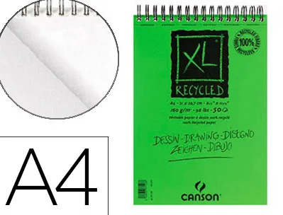 Bloc croquis canson xl recyclé spirale micro-perforations 160g a4 50f