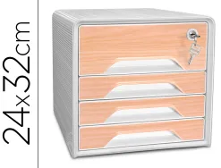 Bloc de classement 4 tiroirs smoove secure format 24x32cm superposable blanc / h tre