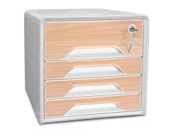 Bloc de classement 4 tiroirs smoove secure format 24x32cm superposable blanc / h tre