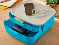 Bloc de classement leitz cosy polystyrene. coloris bleu. dimensions: 251 x 143 x 275mm