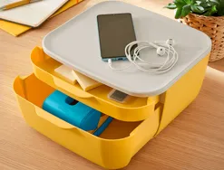 Bloc de classement leitz cosy polystyrene. coloris jaune. dimensions: 251 x 143 x 275mm