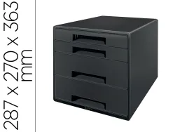 Bloc de classement leitz plastique recycle 4 tiroirs coloris noir