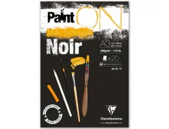 Bloc de dessin encolle clairefontaine paint'on. papier multi technique 250g noir. format a3 29,7 x 42cm