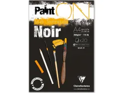 Bloc de dessin encolle clairefontaine paint'on. papier multi technique 250g noir format a4 21 x 29,7cm 20