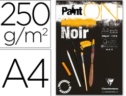 Bloc de dessin encolle clairefontaine paint'on. papier multi technique 250g noir format a4 21 x 29,7cm 20