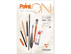 Bloc de dessin encolle clairefontaine paint'on. papier multi technique 250g extra blanc. format a 3 29,7