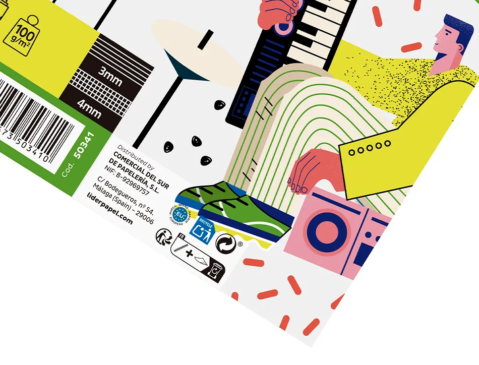Bloc de musique liderpapel port es interlignes de 3mm avec grille de 4x4 mm pour anotations 20 feuilles