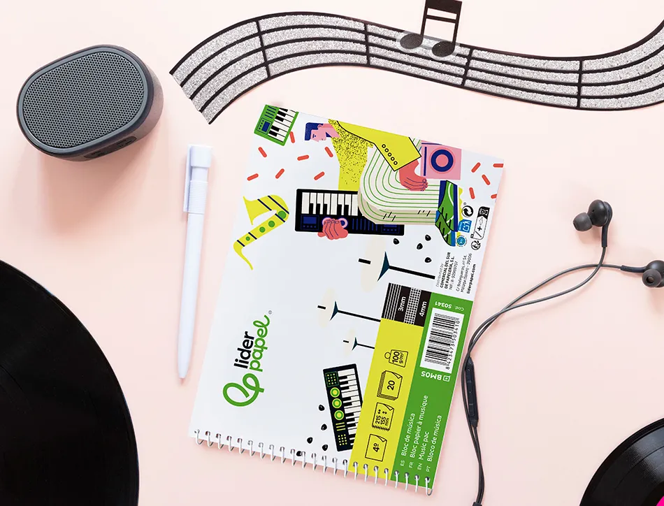 Bloc de musique liderpapel port es interlignes de 3mm avec grille de 4x4 mm pour anotations 20 feuilles