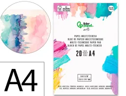 Bloc de papier multi-techniques liderpapel format a4 pour acrylique huile et gouache 20 feuilles