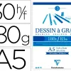 Bloc dessin grain clairefontaine a5 encoll blanc 14,8cmx21cm 180gr 30f