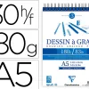 Bloc dessin grain clairefontaine a5 spirale blanc 14,8cmx21cm 180gr 30f