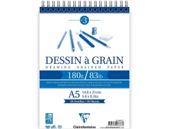 Bloc dessin grain clairefontaine a5 spirale blanc 14,8cmx21cm 180gr 30f