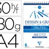 Bloc dessin grain clairefontaine a4 spirale blanc 21cmx29,7cm 180gr 30f