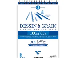 Bloc dessin grain clairefontaine a4 spirale blanc 21cmx29,7cm 180gr 30f