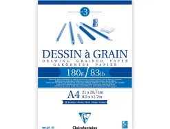 Bloc dessin grain clairefontaine a4 encoll blanc 21cmx29,7cm 180gr 30 f