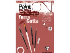Bloc dessin clairefontaine paint on encolle a4 20 feuilles 250g coloris terracotta