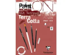 Bloc dessin clairefontaine paint on encolle a3 20 feuilles 250g coloris terracotta
