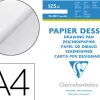 Bloc dessin clairefontaine à grain 125g a4 210x297mm paquet 20f