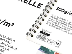 Bloc dessin liderpapel aquarelle spirale papier grain moyen lisse 300g/m2 format a4 297x210mm 10f