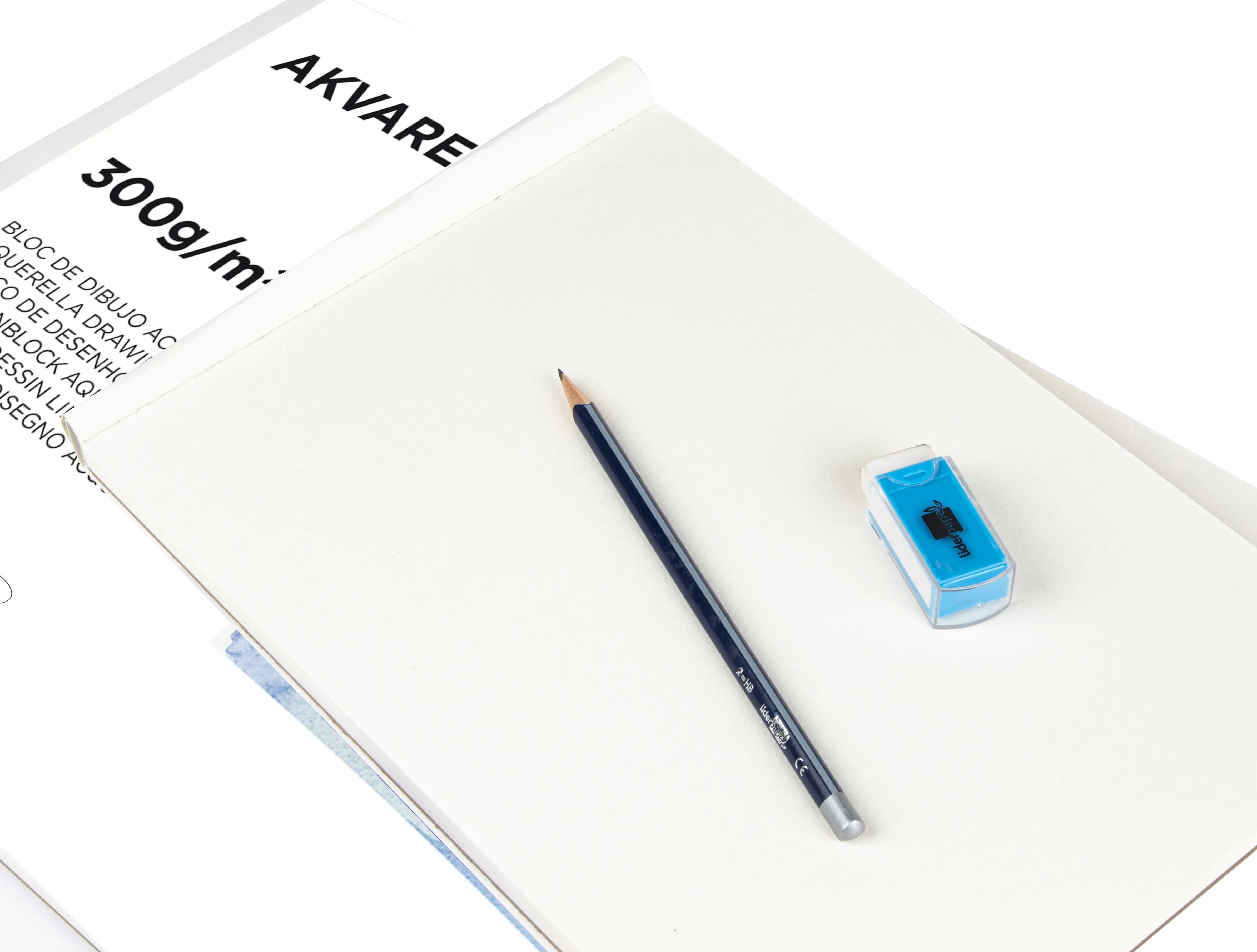 Bloc dessin liderpapel aquarelle encollé papier grain moyen lisse 300g/m2 format a4 297x210mm 20f