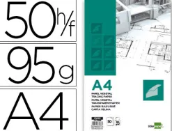 Bloc dessin liderpapel papier calque haute transparence 95g/m2 a4 210x297mm 50f