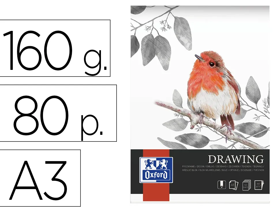 Bloc drawing oxford endosse feuilles detachables a3 80 pages 160g