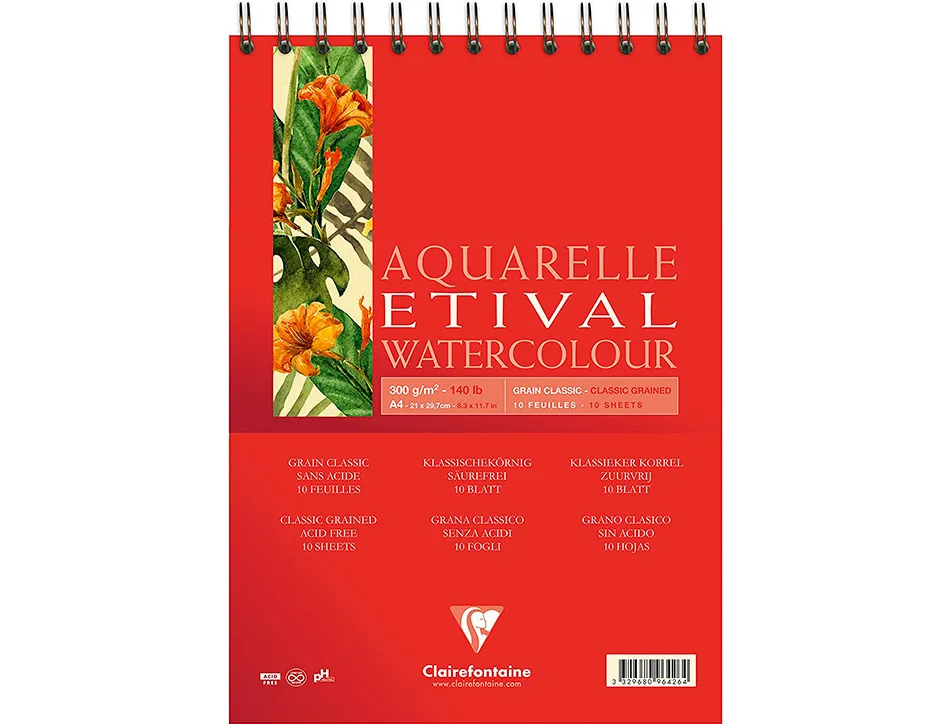 Bloc etival aquarelle clairefontaine a3 10f