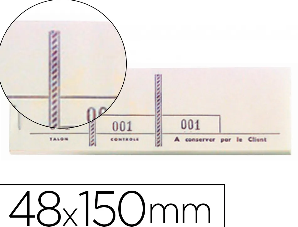 Bloc exacompta passe-partout 48x150mm 100 feuillets 3 coupons numérotés 1/1000 détachables souche