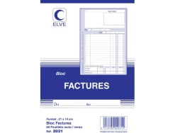Bloc factures elve 140x210mm 50 feuillets 90g encollage en tête