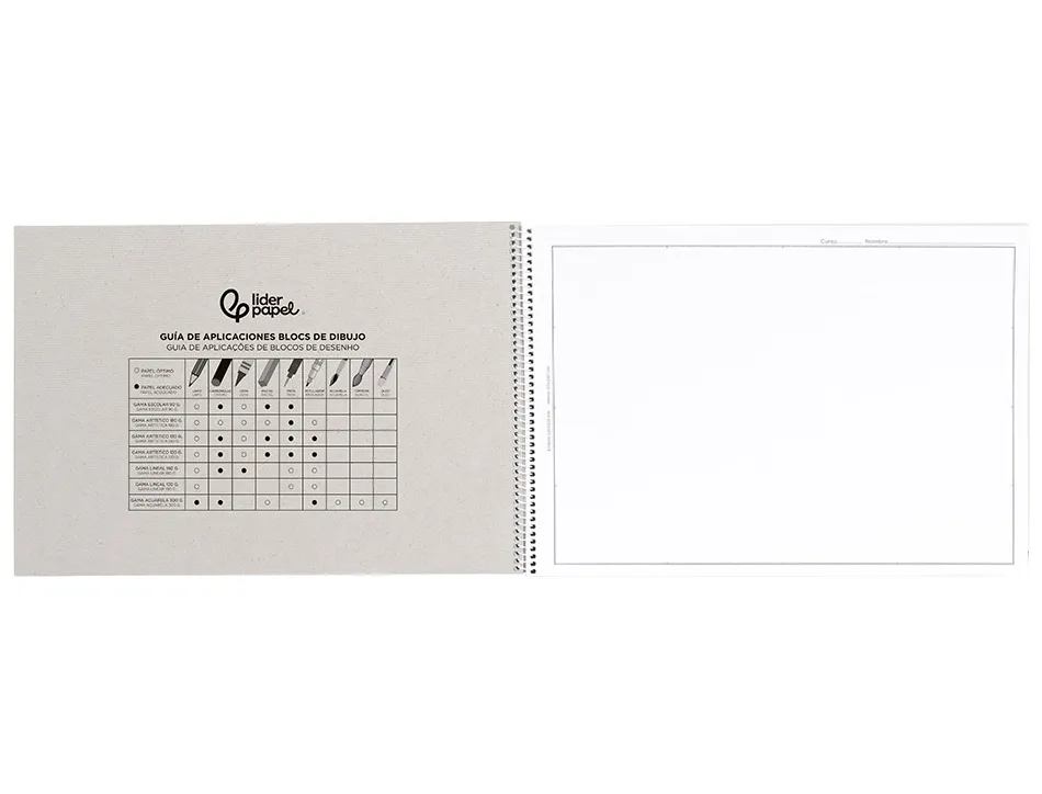 Bloc liderpapel papier dessin artistique spirale avec encadrement 180g/m2 format a3 460x325mm 20f