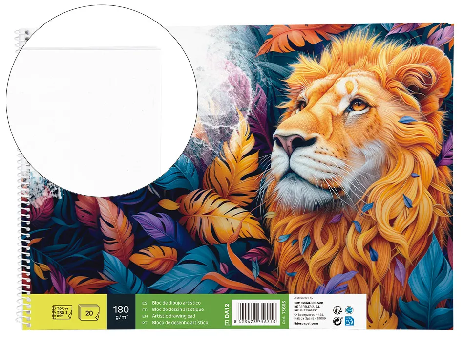 Bloc liderpapel papier dessin artistique spirale sans encadrement 180g/m2 format a4+ 230x325mm 20f