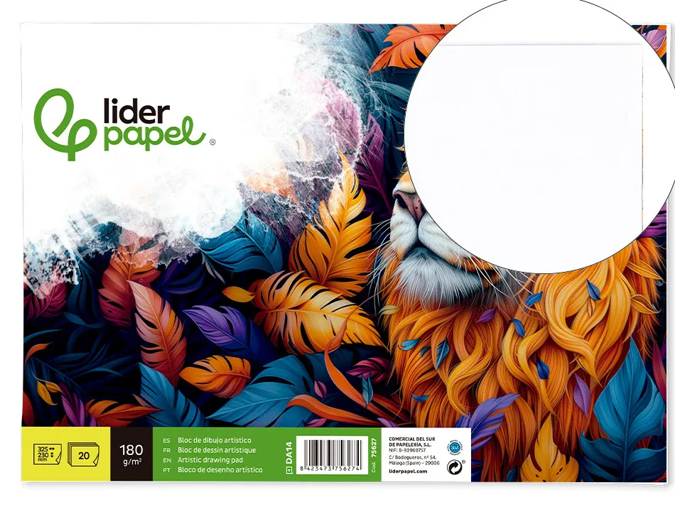 Bloc liderpapel papier dessin artistique encollé sans encadrement 180g/m2 format a4+ 230x325mm 20f