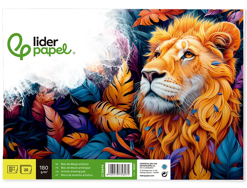 Bloc liderpapel papier dessin artistique encollé sans encadrement 180g/m2 format a4+ 230x325mm 20f