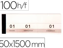 Bloc liderpapel passe partout papier microperforé 3 coupons détachables 50x150mm 100 feuilles triplis
