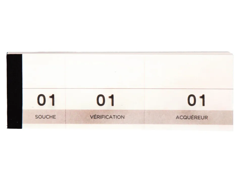 Bloc liderpapel passe partout papier microperforé 3 coupons détachables 50x150mm 100 feuilles triplis