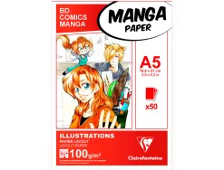 Bloc manga clairefontaine a5 coll 14,8x21 100gr 50 f