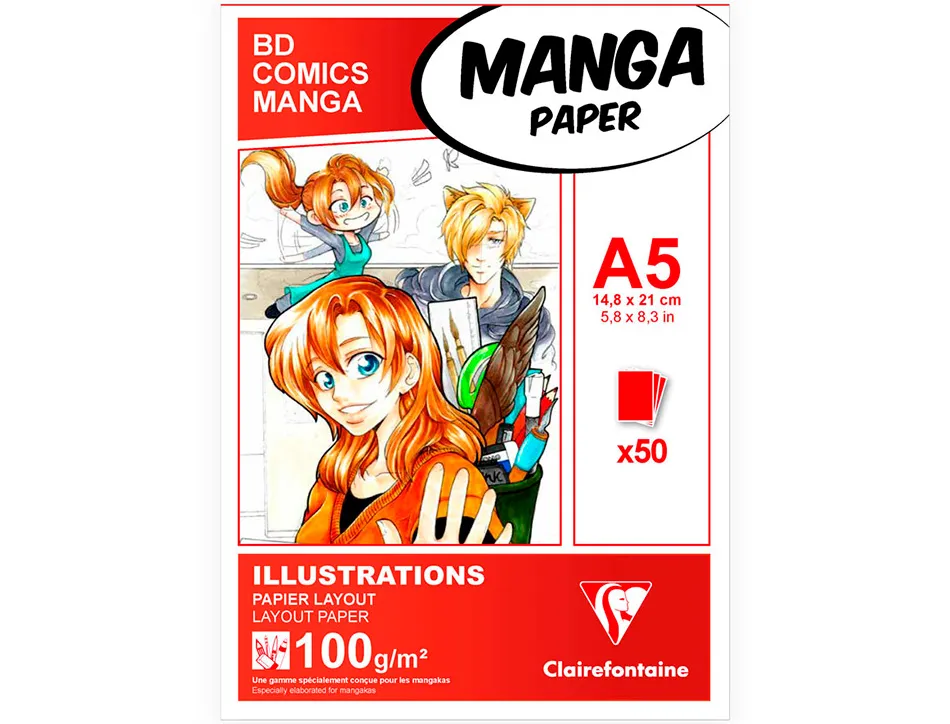 Bloc manga clairefontaine a5 coll 14,8x21 100gr 50 f