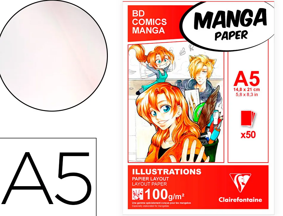 Bloc manga clairefontaine a5 coll 14,8x21 100gr 50 f