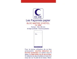 Bloc maître d'hôtel elve papier autocopiant numéroté 1/50 85x150mm 50 duplis bleu rouge