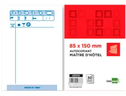 Bloc maître hôtel liderpapel papier autocopiant 85x150mm 50 triplis