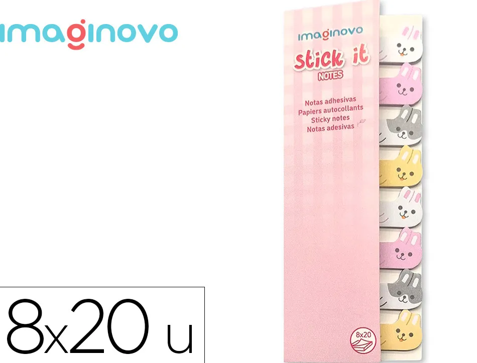Bloc notes adhesives imaginovo marque pages lapin 120 feuilles 8x15x48 mm
