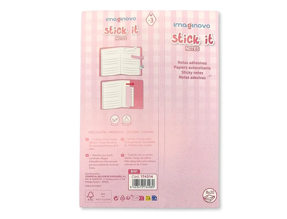 Bloc notes adhesives imaginovo marque pages lapin 120 feuilles 8x15x48 mm