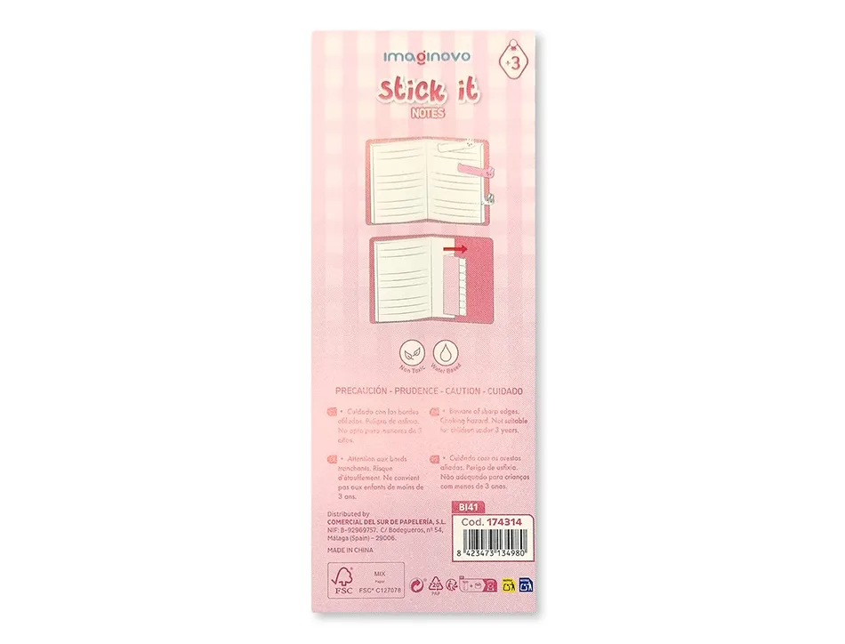 Bloc notes adhesives imaginovo marque pages lapin 120 feuilles 8x15x48 mm