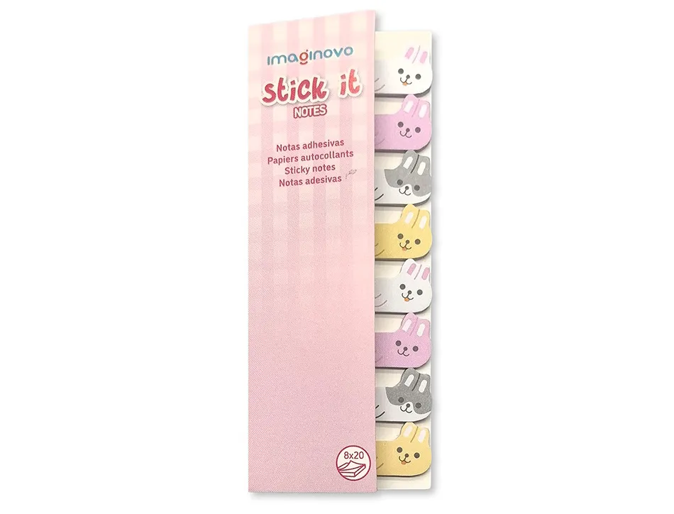 Bloc notes adhesives imaginovo marque pages lapin 120 feuilles 8x15x48 mm