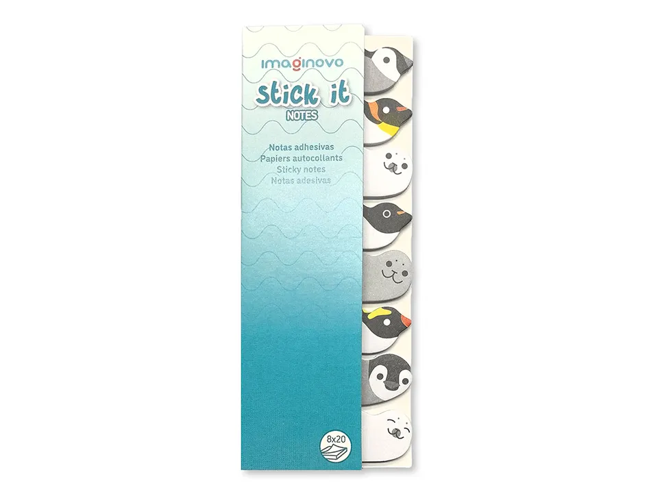 Bloc notes adhesives imaginovo marque pages pingouin 120 feuilles 8x15x48 mm