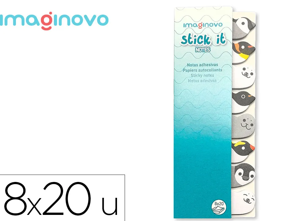 Bloc notes adhesives imaginovo marque pages pingouin 120 feuilles 8x15x48 mm