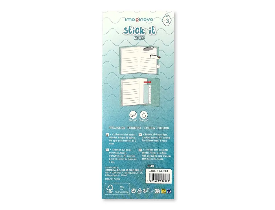 Bloc notes adhesives imaginovo marque pages pingouin 120 feuilles 8x15x48 mm