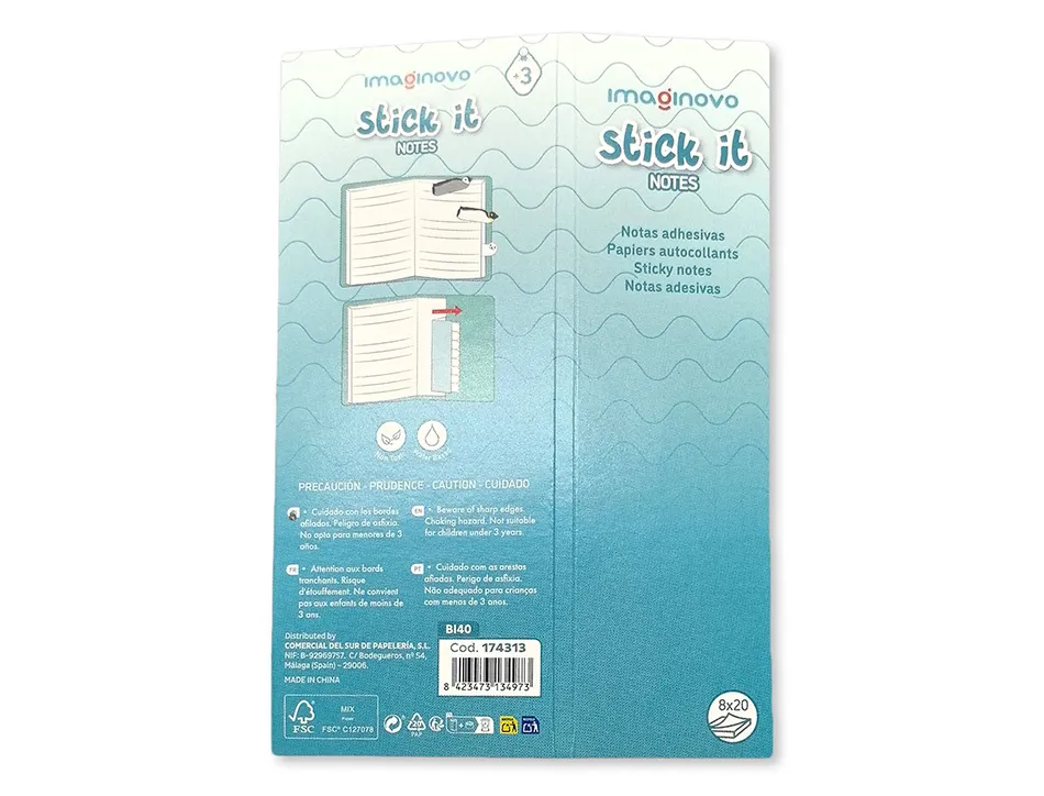 Bloc notes adhesives imaginovo marque pages pingouin 120 feuilles 8x15x48 mm
