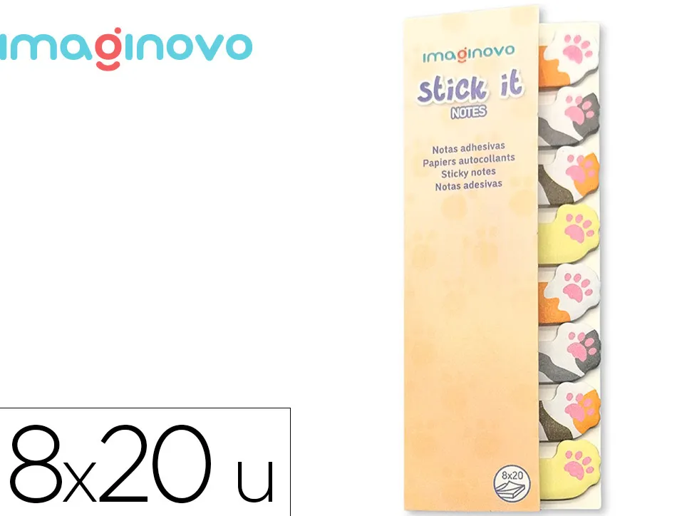 Bloc notes adhesives imaginovo marque pages patte 120 feuilles 8x15x48 mm