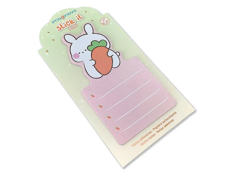 Bloc notes imaginovo adhesifs bunny avec support 20 feuilles coloris orange 60x125 mm